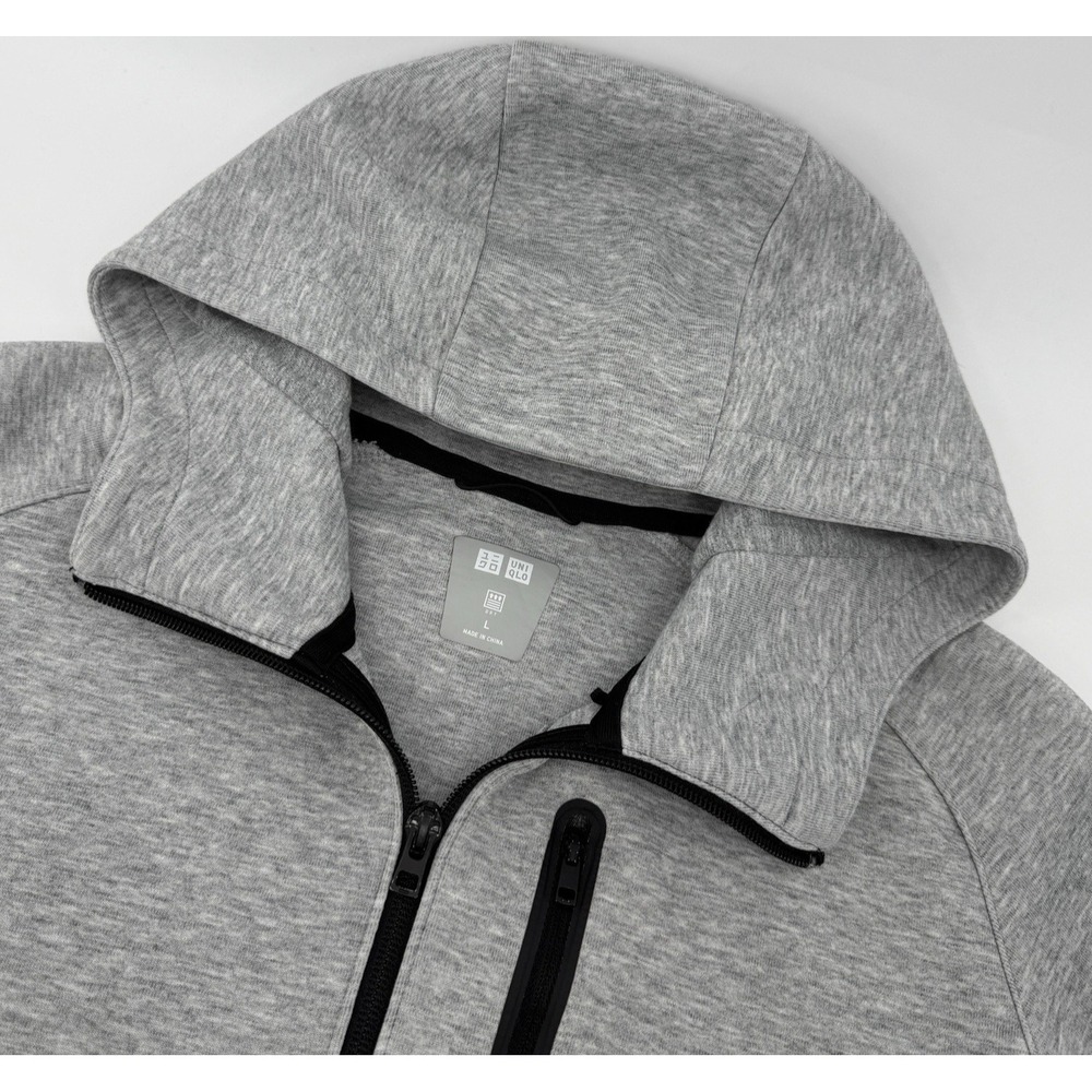 Uniqlo Full Zip Hoodie Sweatshirt Gray Size L Heavyweight Cotton Blend